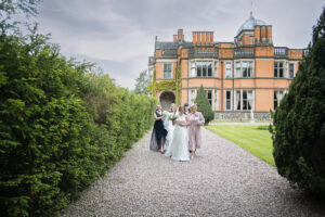bride arriving at Hoar Cross Hall Wedding