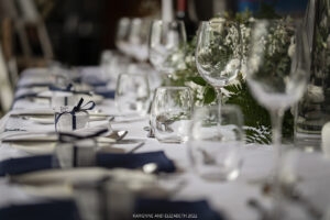 wedding reception room set up Hoar Cross Hall