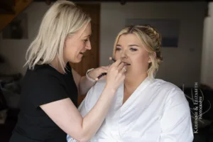 Morning bridal preparations at Blithfield Lakeside Barns Wedding.